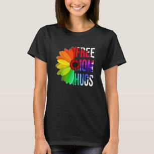 Fri Mamma Hugs Rainbow Solros Gay pride Lgbtq Mors T Shirt
