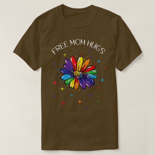 Fri Mamma Hugs Rainbow Solros LGBT-Pride månad T Shirt (Design framsida)