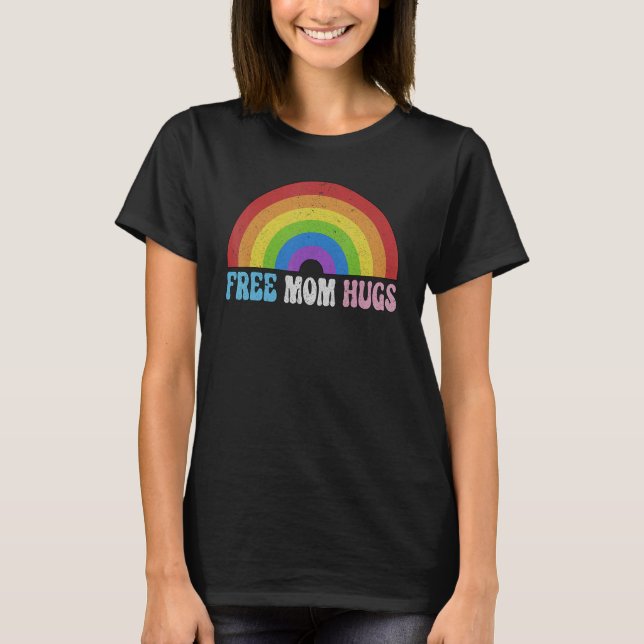 Fri Mamma med regnbåge och transgenus Flagga T Shirt (Framsida)