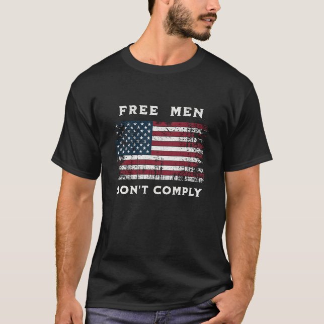 Fri Manar Komplicera inte amerikanska Flagga t-shi T Shirt (Framsida)