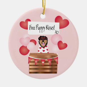 Fri mariy Kisses Valentine Hund Red Julgransprydnad Keramik