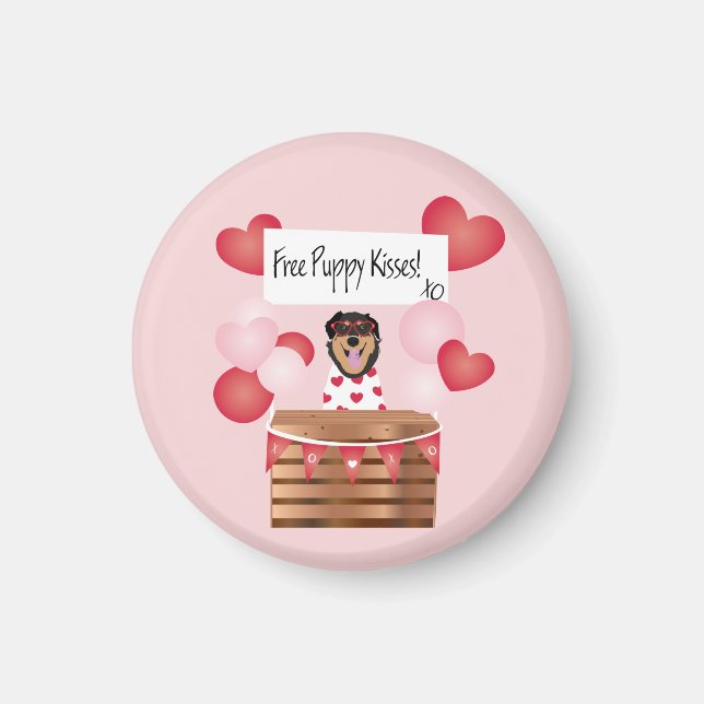 Fri mariy Kisses Valentine Hund Red Magnet (Framsidan)