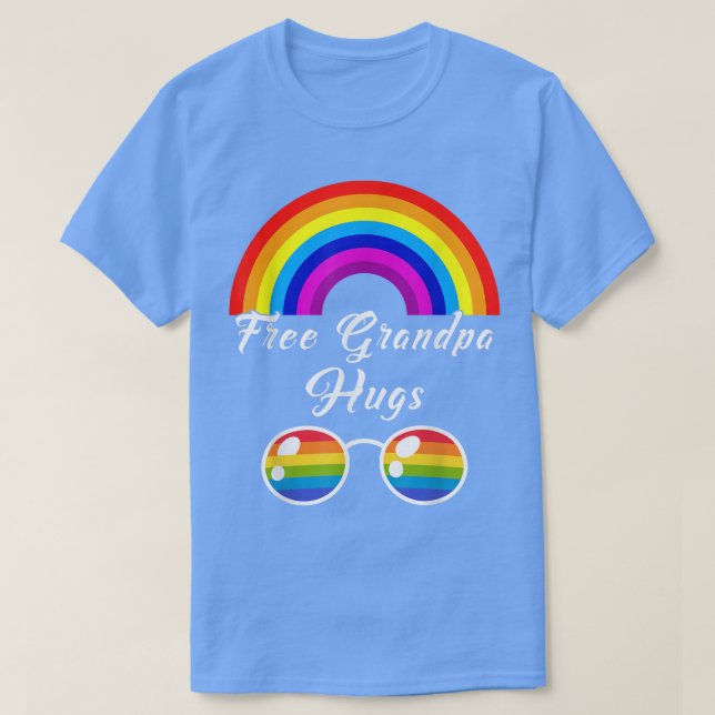 Fri morfar Hugs HBT Rainbow Sunglasses Gay Prid T Shirt (Design framsida)
