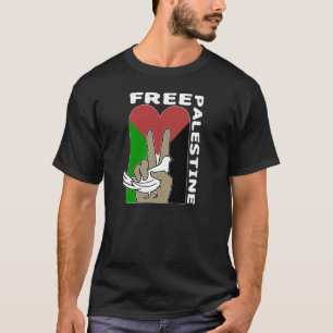 Fri Palestina Dove Heart Fredstecken mörk Tshirt Tröja