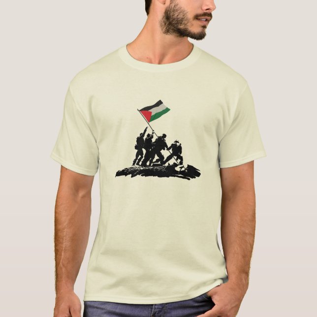 Fri Palestina - Gaza/Anläggning a Flagga T Shirt (Framsida)