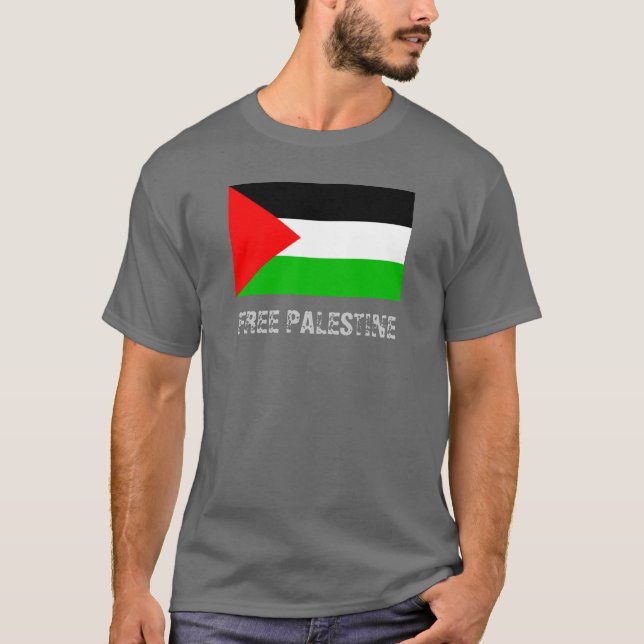 Fri Palestina grå färgT-tröja T-shirt (Framsida)