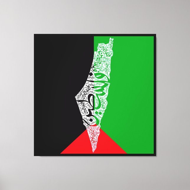 Fri Palestina karta och flagga ف ل س ط ي ن Canvastryck (Framsida)