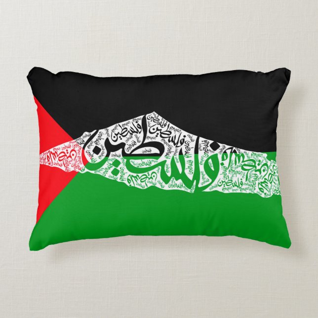 Fri Palestina karta och flagga ف ل س ط ي ن Prydnadskudde (Framsidan)