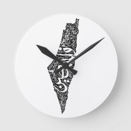 Fri Palestina karta och flagga ف ل س ط ي ن Rund Klocka
