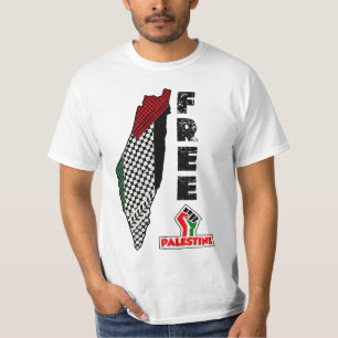 Fri Palestina keffiyeh karttröja Palestinsk flagga T Shirt
