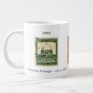 Fri Palestina-mugg Historiska Palestinska frimär Jumbo Mugg