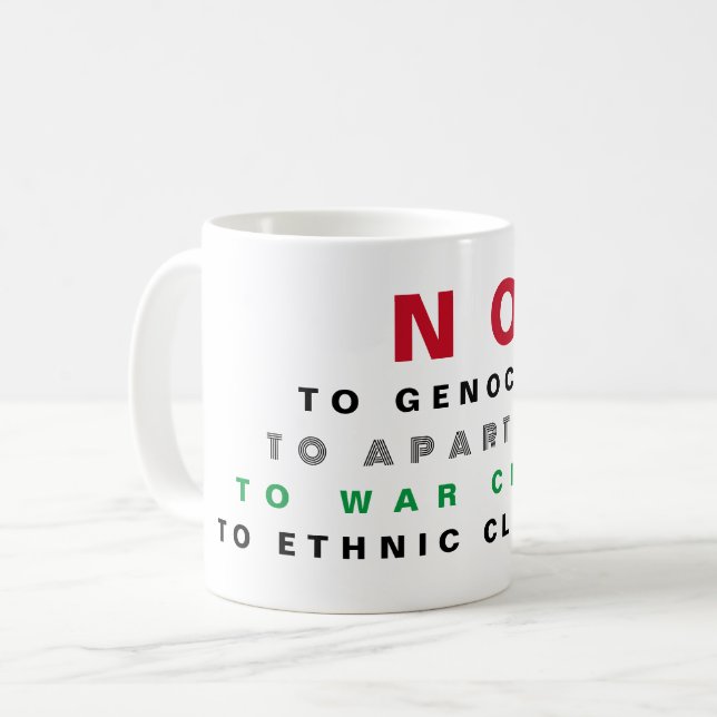 FRI PALESTINA NEJ TILL GENOCIDE APARTHEID KRIG BRO KAFFEMUGG (Framsida vänster)