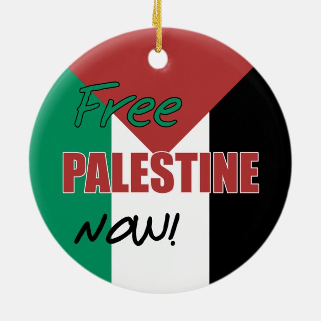 Fri Palestina nu Palestinas Flagga Julgransprydnad Keramik (Baksidan)