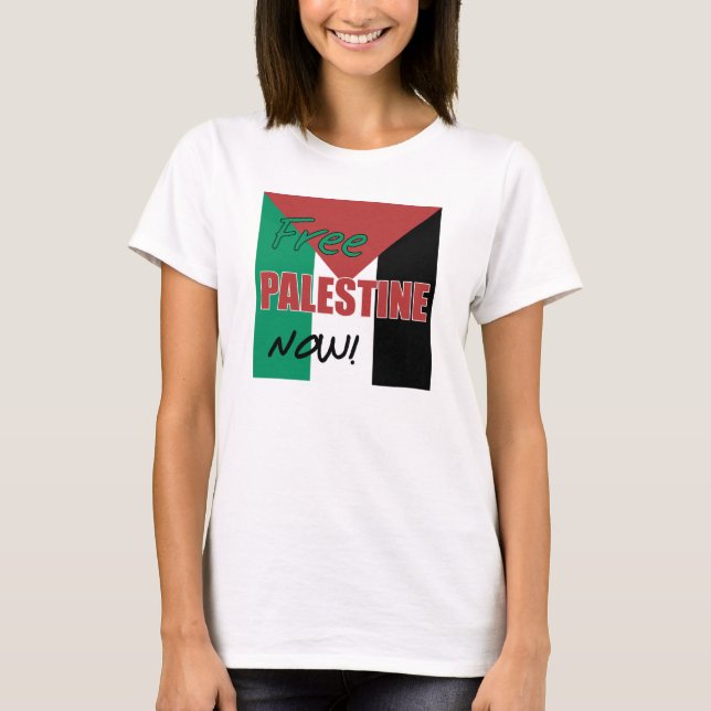 Fri Palestina nu Palestinas Flagga T Shirt (Framsida)