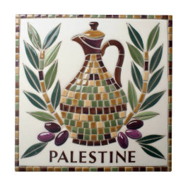 FRI PALESTINA-oliver grenar-mosaikkeramiskt platto Kakelplatta