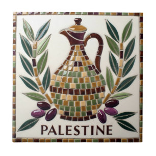 FRI PALESTINA-oliver grenar-mosaikkeramiskt platto Kakelplatta