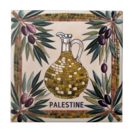 FRI PALESTINA-oliver grenar-mosaikkeramiskt platto Kakelplatta