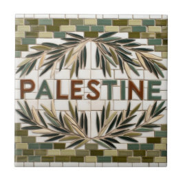 FRI PALESTINA-oliver grenar-mosaikkeramiskt platto Kakelplatta