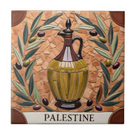 FRI PALESTINA-oliver grenar-mosaikkeramiskt platto Kakelplatta