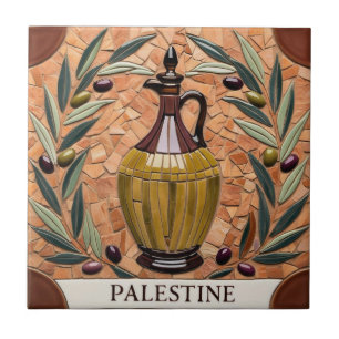 FRI PALESTINA-oliver grenar-mosaikkeramiskt platto Kakelplatta