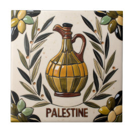 FRI PALESTINA-oliver grenar-mosaikkeramiskt platto Kakelplatta