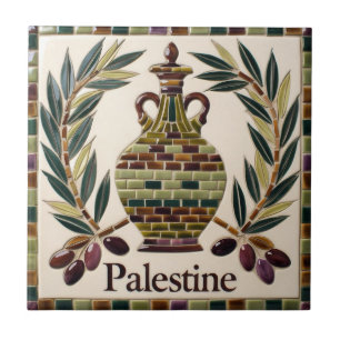 FRI PALESTINA-oliver grenar-mosaikkeramiskt platto Kakelplatta