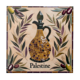 FRI PALESTINA-oliver grenar-mosaikkeramiskt platto Kakelplatta