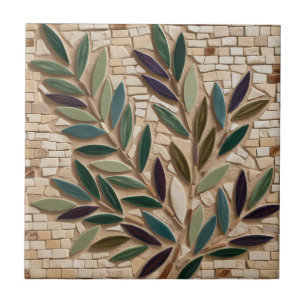 FRI PALESTINA-oliver grenar-mosaikkeramiskt platto Kakelplatta