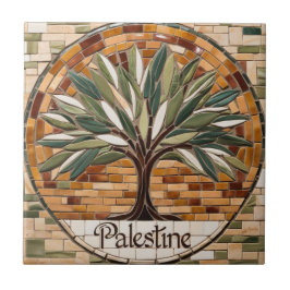 FRI PALESTINA-oliver grenar-mosaikkeramiskt platto Kakelplatta