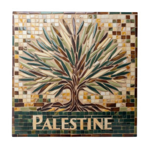 FRI PALESTINA-oliver grenar-mosaikkeramiskt platto Kakelplatta