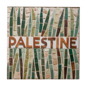 FRI PALESTINA-oliver grenar-mosaikkeramiskt platto Kakelplatta