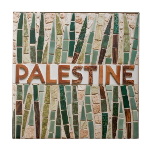 FRI PALESTINA-oliver grenar-mosaikkeramiskt platto Kakelplatta (Framsidan)