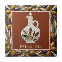FRI PALESTINA-oliver grenar-mosaikkeramiskt platto Kakelplatta
