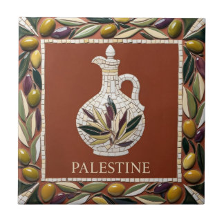 FRI PALESTINA-oliver grenar-mosaikkeramiskt platto Kakelplatta