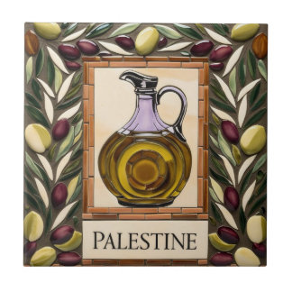 FRI PALESTINA-oliver grenar-mosaikkeramiskt platto Kakelplatta