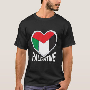 Fri Palestina - Palestinas Flagga i hjärtform T Shirt