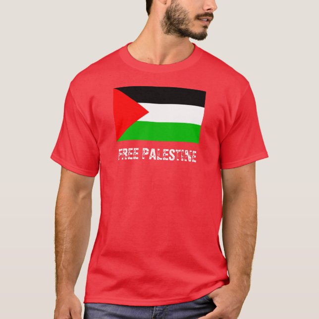 Fri Palestina röd T-tröja Tee Shirt (Framsida)