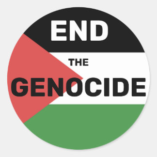 FRI PALESTINA SLUT PÅ DEN GENOCIDE FLAGGA RÖD GRÖN RUNT KLISTERMÄRKE
