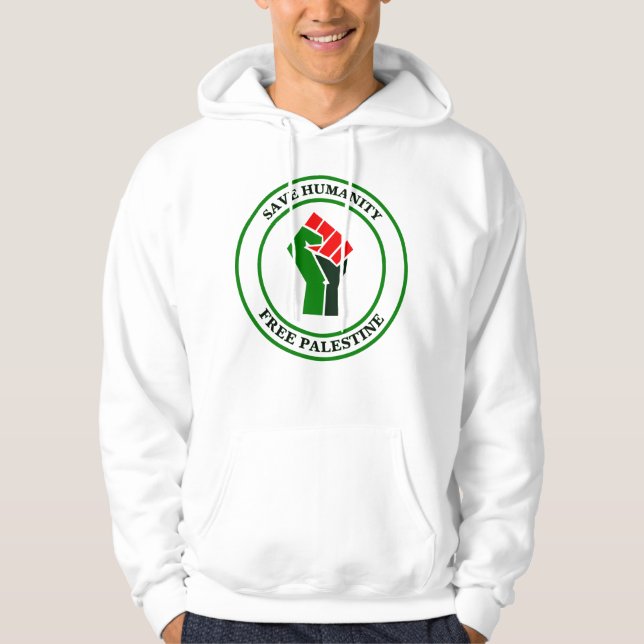 Fri Palestina, Spara Humanity, Solidaritet T-Shirt Hoodie (Framsida)
