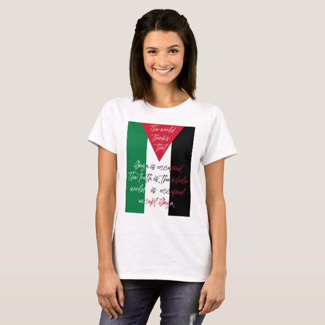 Fri Palestina T-shirt - Spara Gaza T-shirt (Hel framsida)