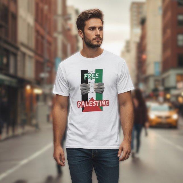 FRI PALESTINA vit t-shirt för människa (Skapare uppladdad)