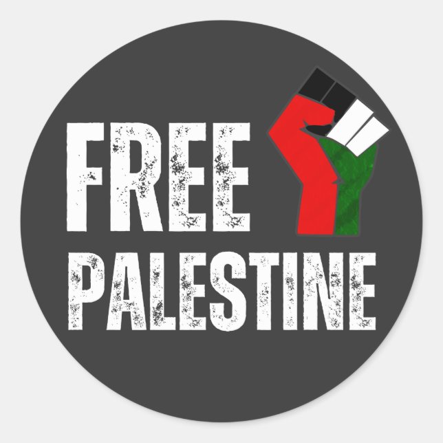 FRI PALESTINE HANDFIST Black Runt Klistermärke (Framsida)