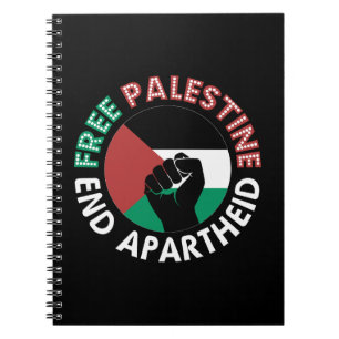 Fri palestinier - slut apartheid Flagga Fist Black Anteckningsbok