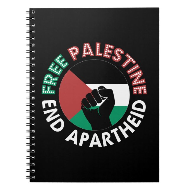 Fri palestinier - slut apartheid Flagga Fist Black Anteckningsbok (Framsidan)