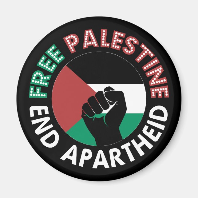 Fri palestinier - slut apartheid Flagga Fist Black Magnet (Framsidan)