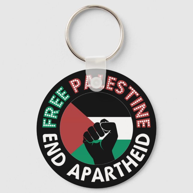 Fri palestinier - slut apartheid Flagga Fist Black Nyckelring (Framsida)
