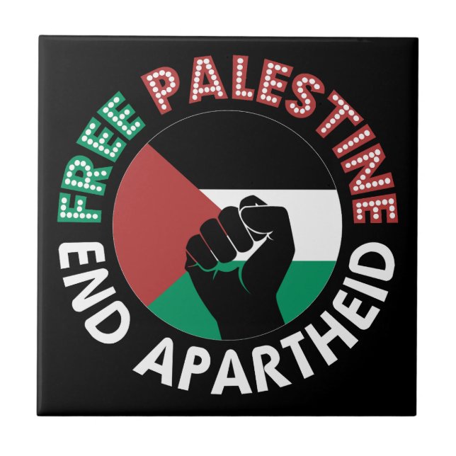 Fri palestinier - slut på apartheid-Flagga, svart Kakelplatta (Framsidan)