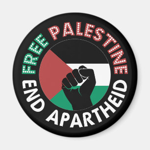 Fri palestinier - slut på apartheid-Flagga, svart Magnet