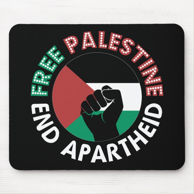 Fri palestinier - slut på apartheid-Flagga, svart Musmatta (Framsidan)