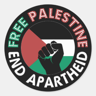 Fri palestinier - slut på apartheid-Flagga, svart Runt Klistermärke